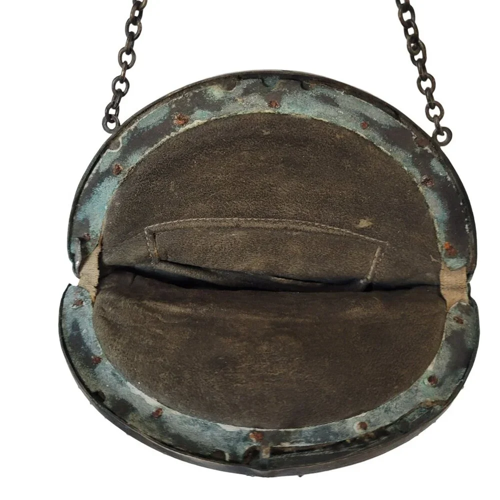 Black Beaded Small Purse With Floral Metal Frame & Fringe Detail Antique - Picture 4 of 10